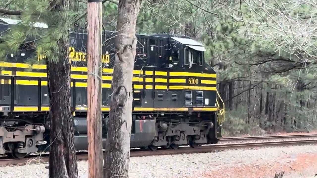 NS 8100 (Nickel Plate Hu) leading V12 past Windsor 