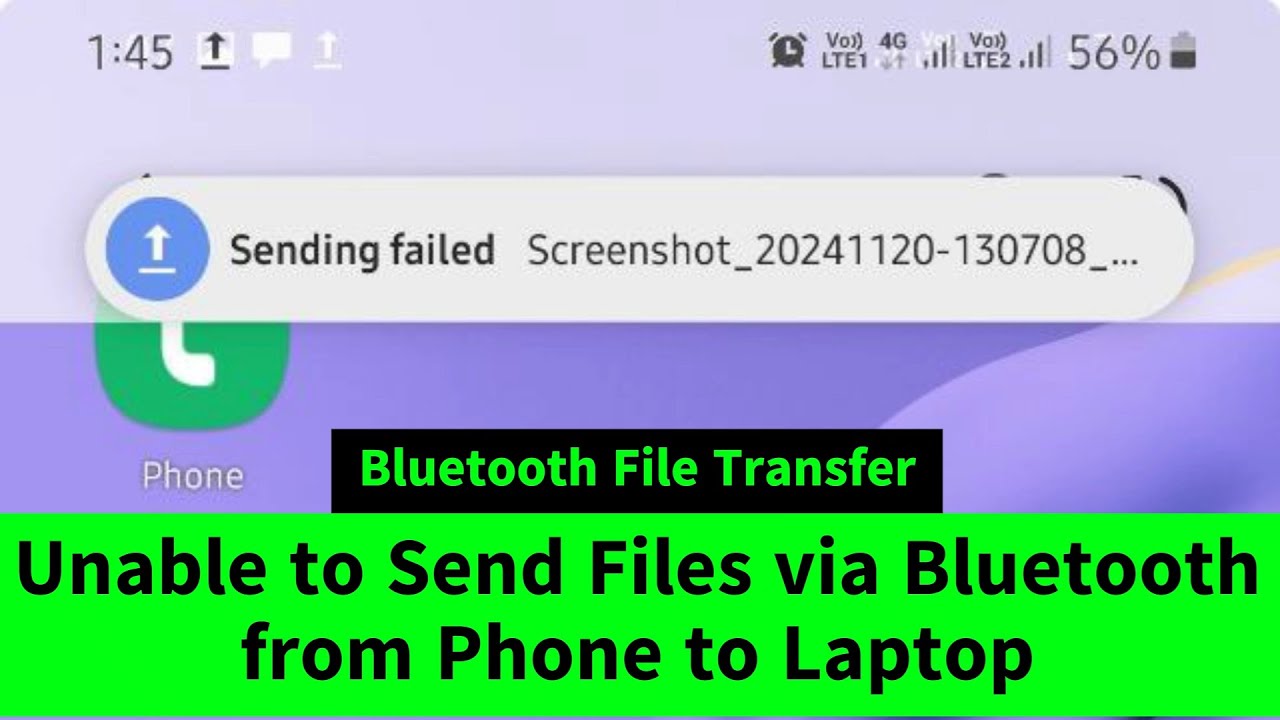 Can't Send Files via Bluetooth from Phone to Laptop {Sending Failed Connection Unsuccessful} Samsung