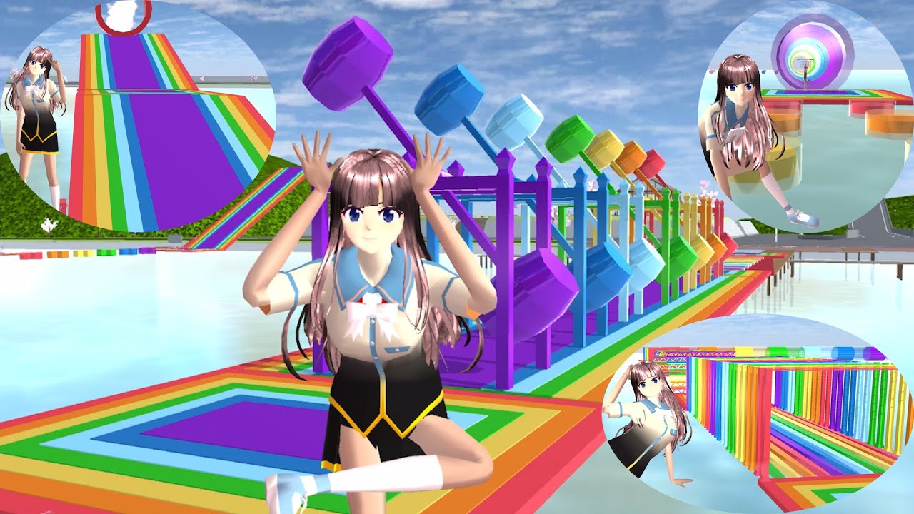 #SakuraSchoolSimulator樱花校园模拟器：打卡彩虹水上大闯关