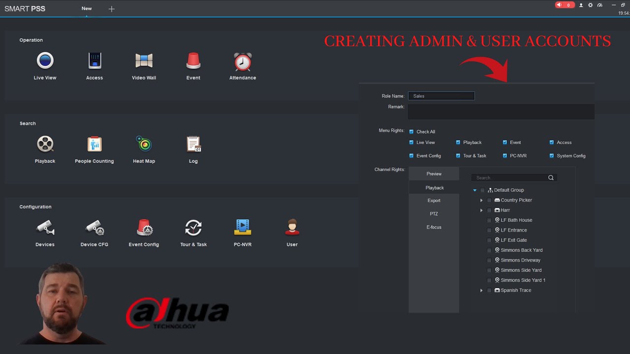 Dahua Smart PSS Software: Setting Up Admin and User Accounts