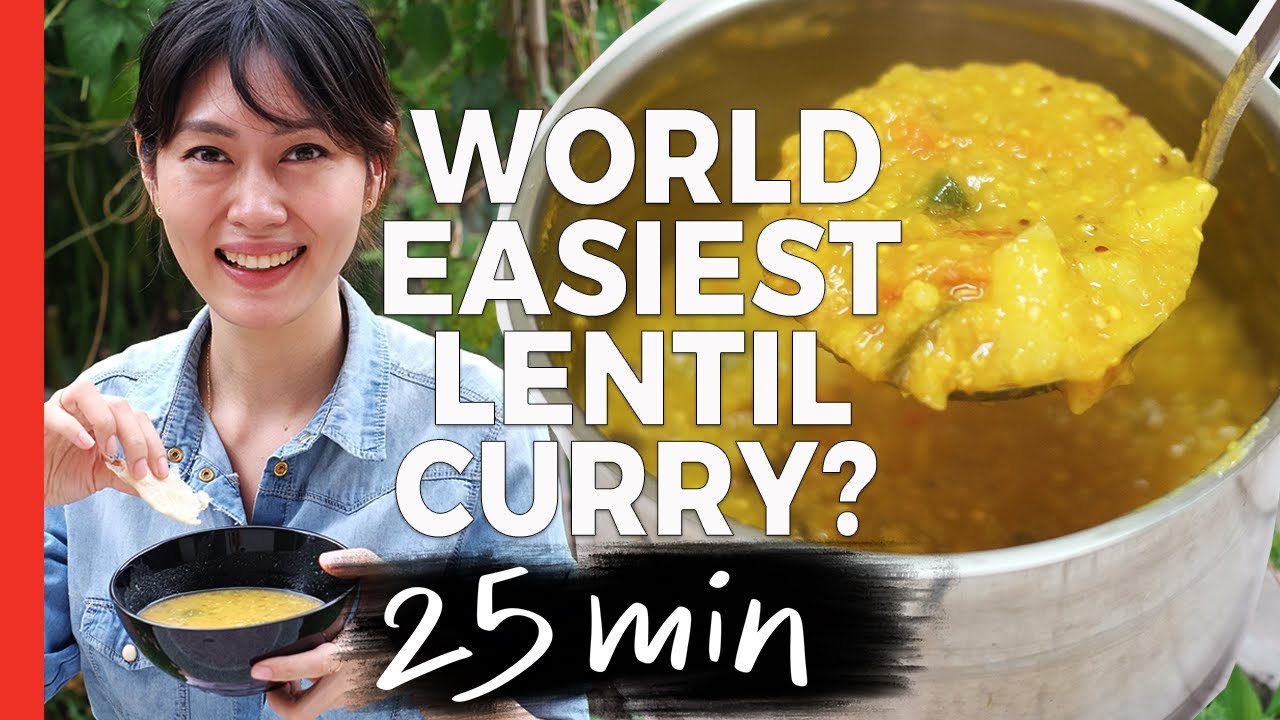 EASY Vegan Lentil Curry Recipe - 25 Minutes + 3 Steps! (Kari Dal Roti Canai)