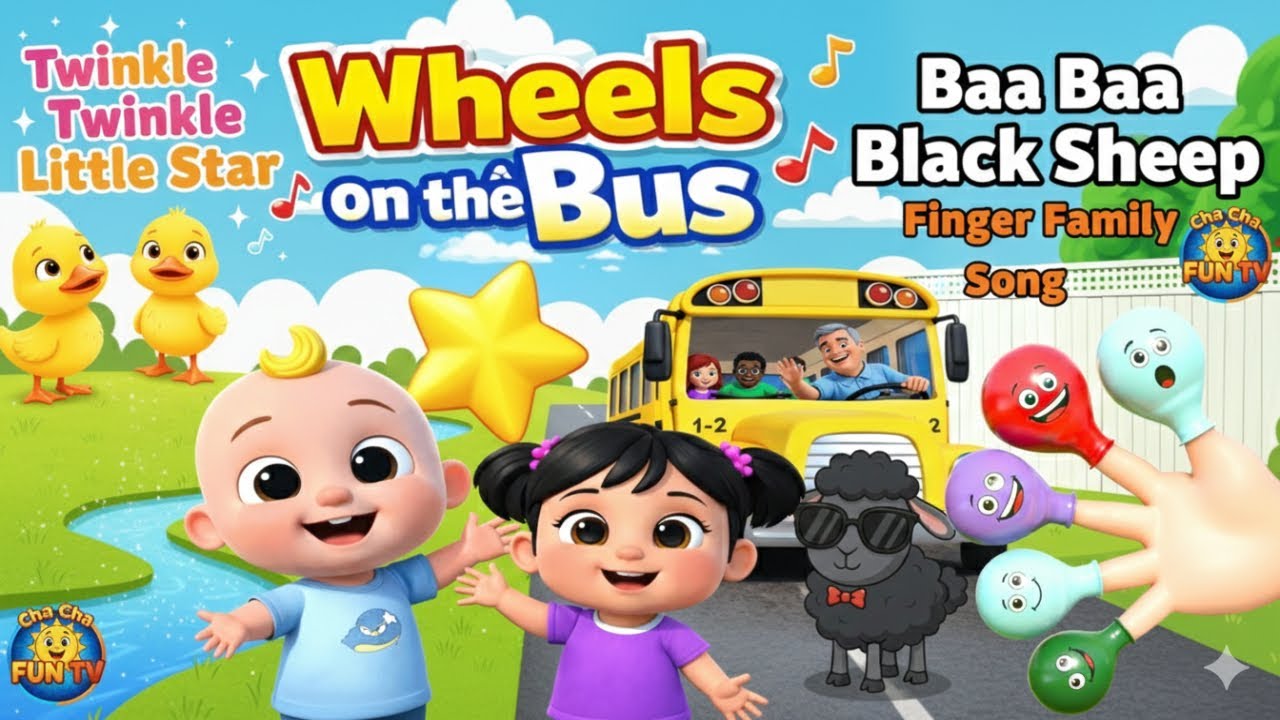 Five Little Ducks 🦆 + Wheels on the Bus and More Nursery Rhymes & Kids Songs | Cha Cha Fun TV
