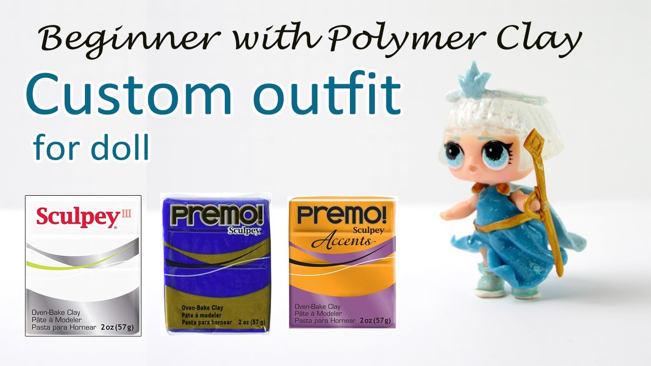 Dress and accessories for a doll - DIY using polymer clay