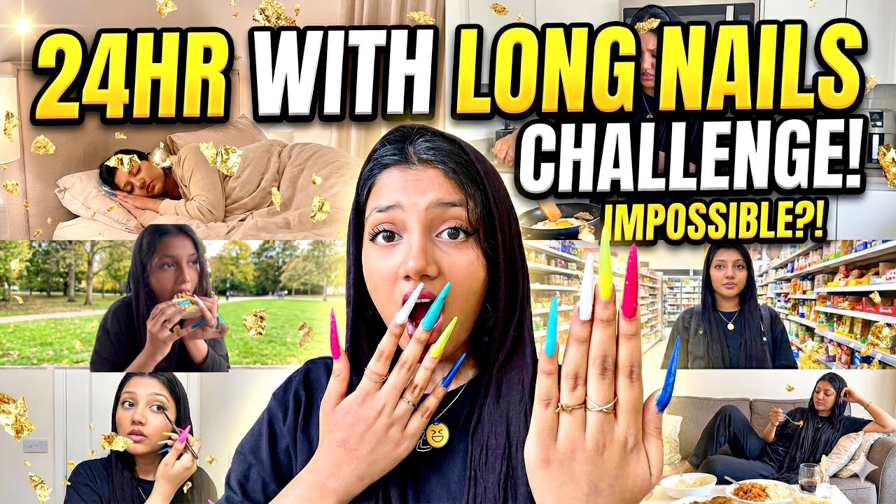 LONG NAILS 💅 24hr CHALLENGE 🤣🔥🔥 | Minsha 24hr long nails ayyo pani pali guyss🤣💄💄