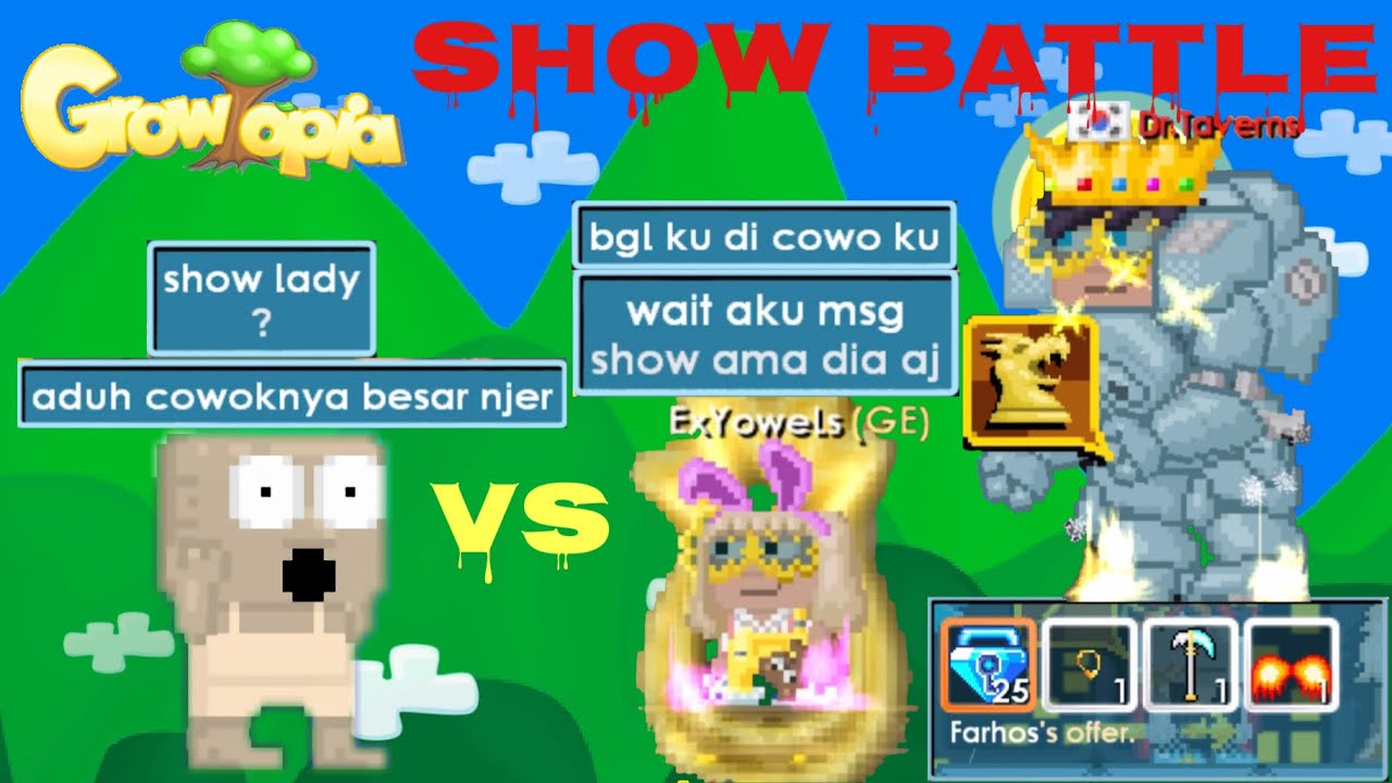 She Asking Her BoyFriend To Fight Me | Show Battle | Growtopia | Indonesia