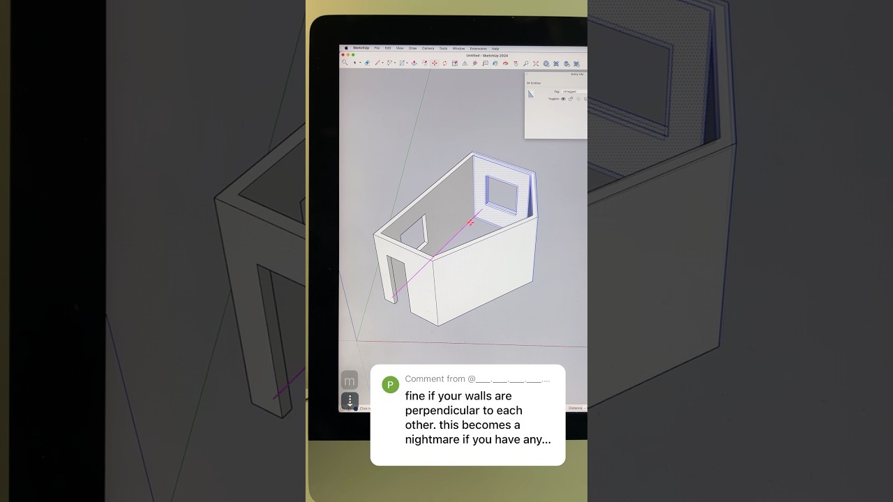 How to move non-perpendicular walls in SketchUp