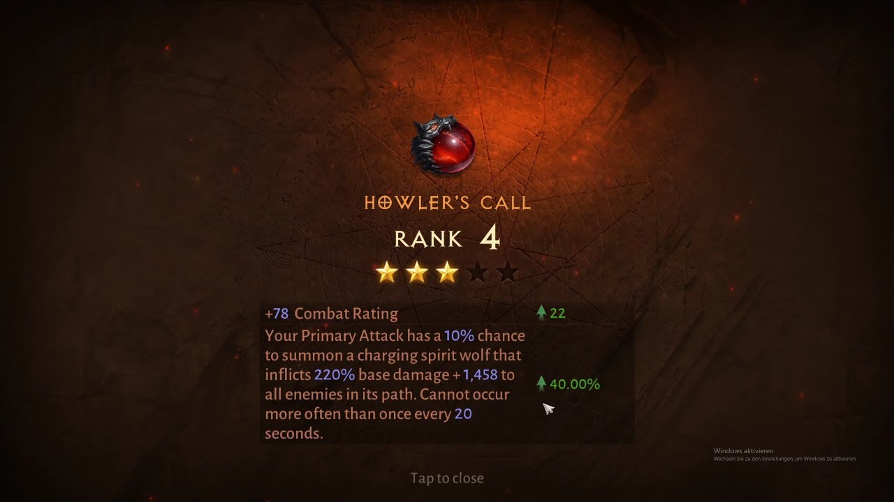 Diablo Immortal | Legendary Gem Upgrade Rank (Howler's Call)