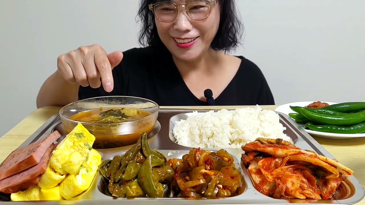 계란말이 햄 오이지무침 고추조림 된장국 배추김치 [급식먹방]🌶🥬🍚🥚