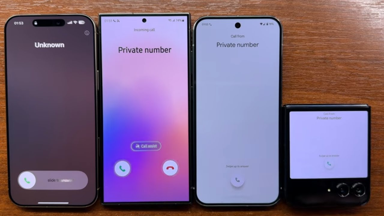 iPhone 16 Pro Max vs Samsung S24 Ultra vs Pixel 9 Pro XL vs Razr 50 Ultra No Caller ID Incoming Call