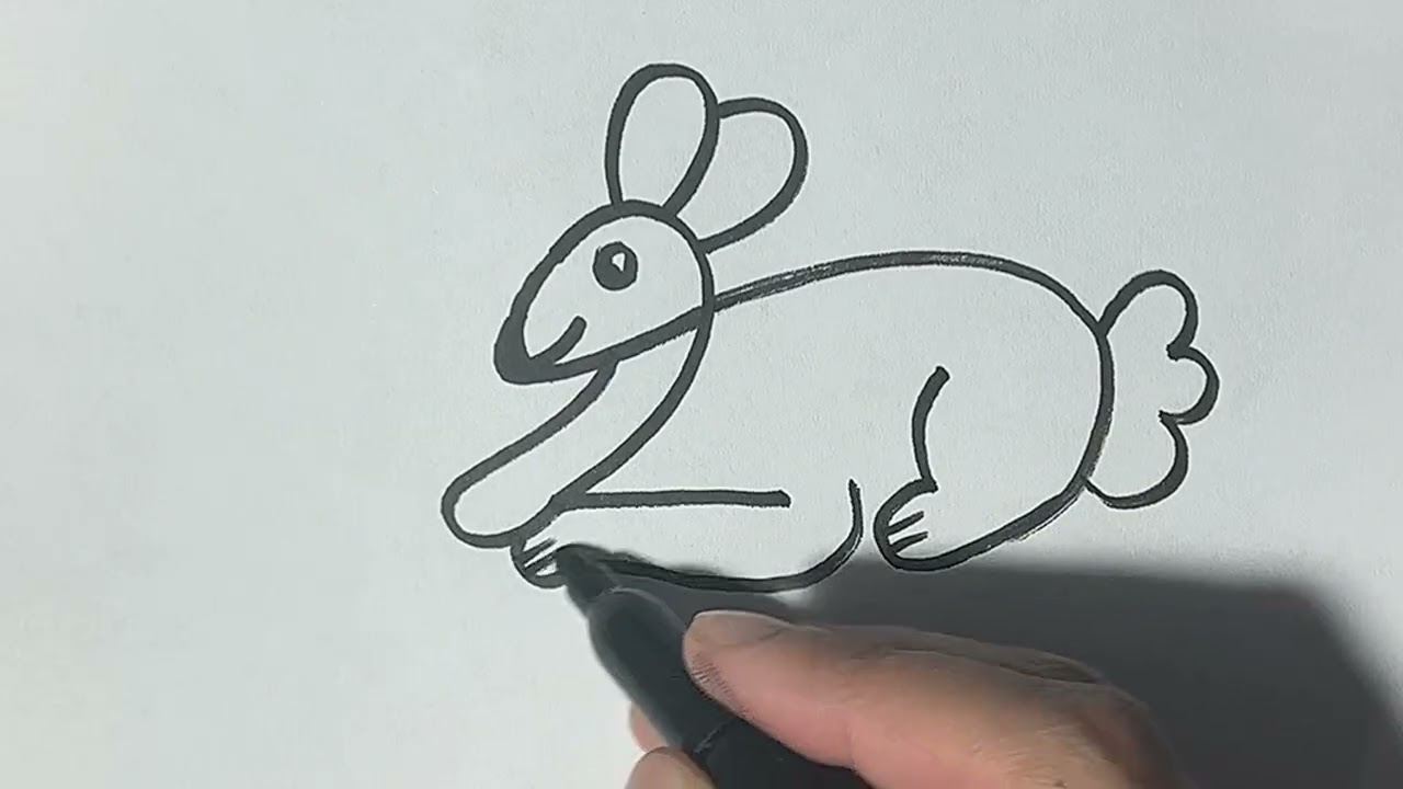 Draw Rabbit Drawing with number 2 | convert number 2 into a Rabbit 