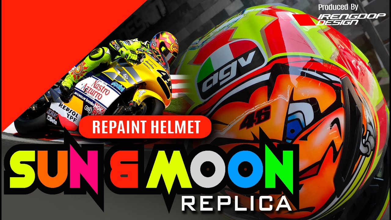 PAINTING HELMETS SUN AND MOON VALENTINO ROSSI 2001 REPLICA
