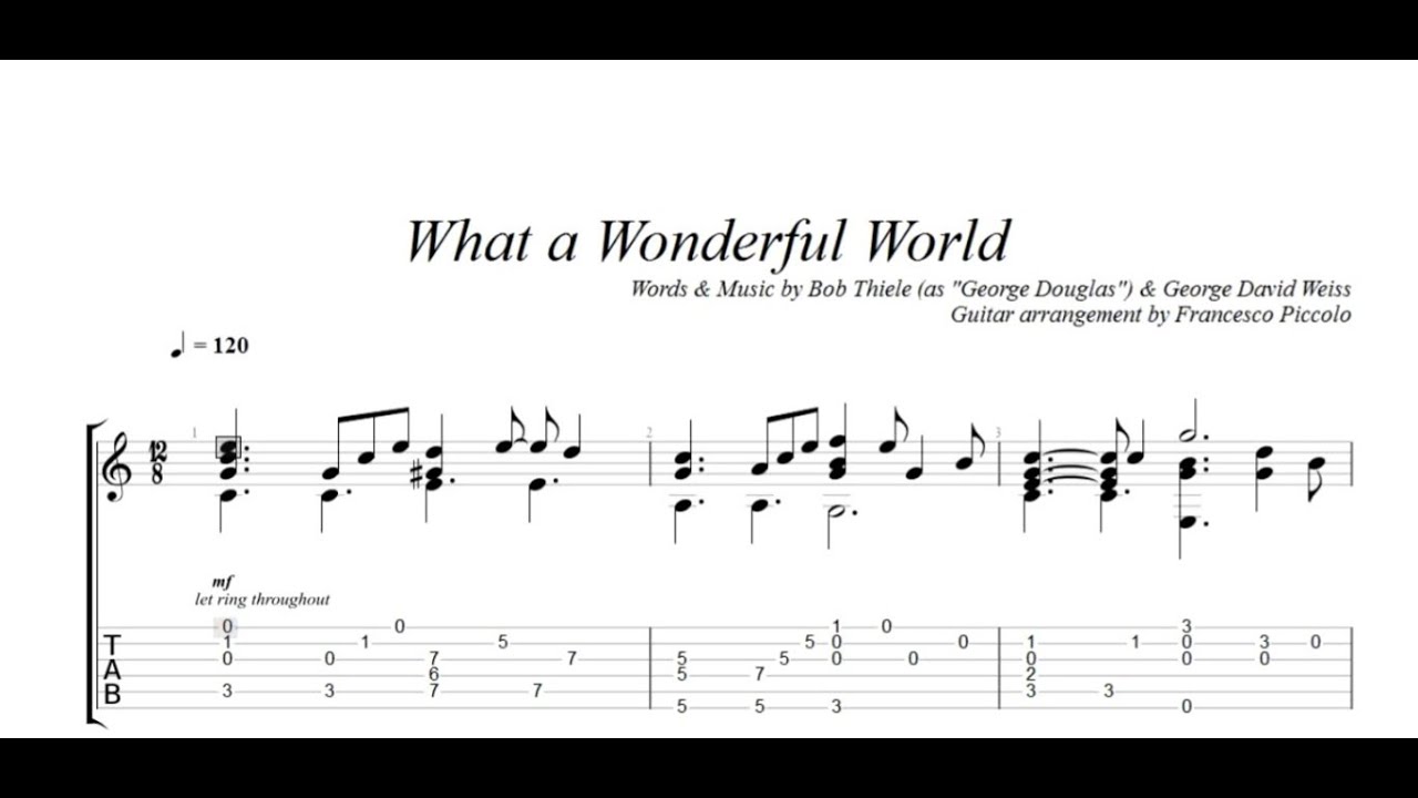 Fingerstyle Guitar -  What A Wonderful World C  (From Jazz Tunes Vol.1, Nr.10)