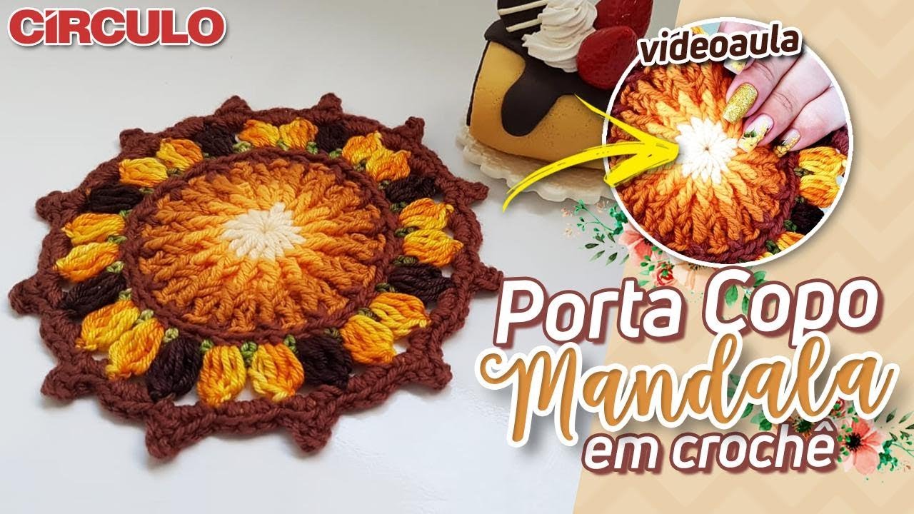 Porta Copo Mandala em Crochê