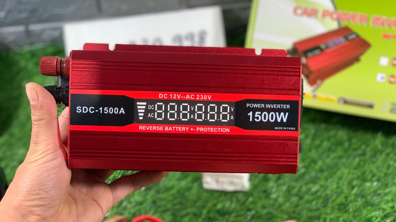 Kích điện 1500w chuyển đổi nguồn từ ắc quy 12v lên 220w giá rẻ, có đồng hồ báo áp ra vào rõ ràng