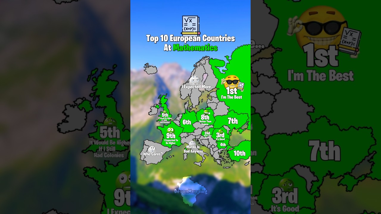 Top 10 European Countries At Maths #map #mapper #mapping #geography #history