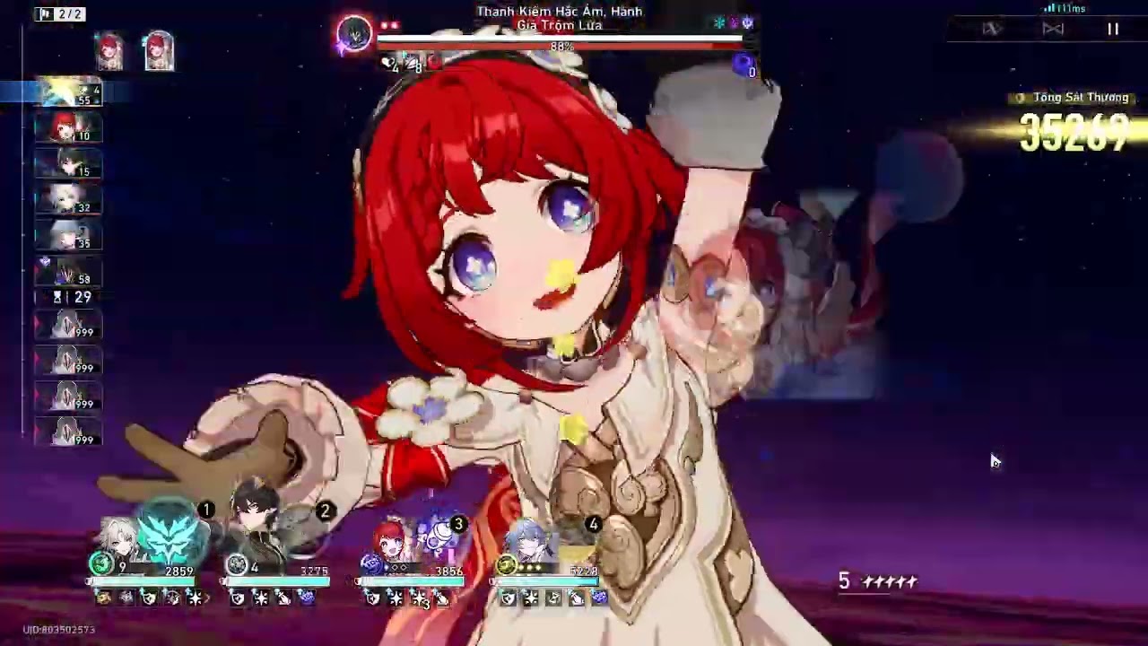 Feixiao e0s1,Tribie e1s0,DHPTe2s1,sunday e0s1 vs Flame Reaver no Wind Weakness 0 cc clear