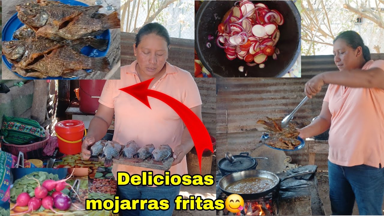 Delicioso almuerzo mojarras fritas con ensalada de rábano😋