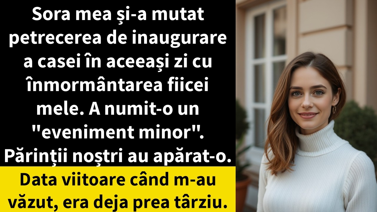 Sora mea și-a mutat petrecerea de inaugurare a casei în aceeași zi cu înmormântarea fiicei mele.