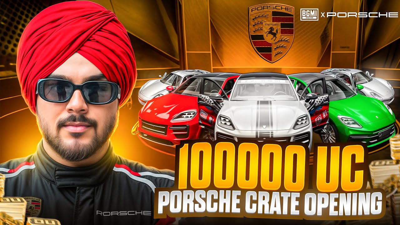 1,00,000 UC 😱 NEW PORSCHE SUPER CAR SPEED DRIFT LIVE 🔥, BGMI LIVE PORCHE CRATE OPENING