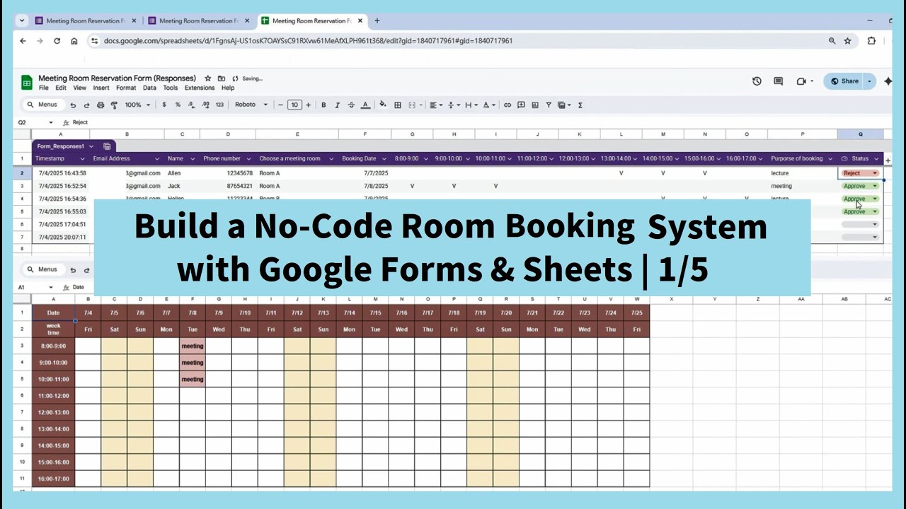 Build a No-Code Room Booking System with Google Forms & Sheets | 1/5