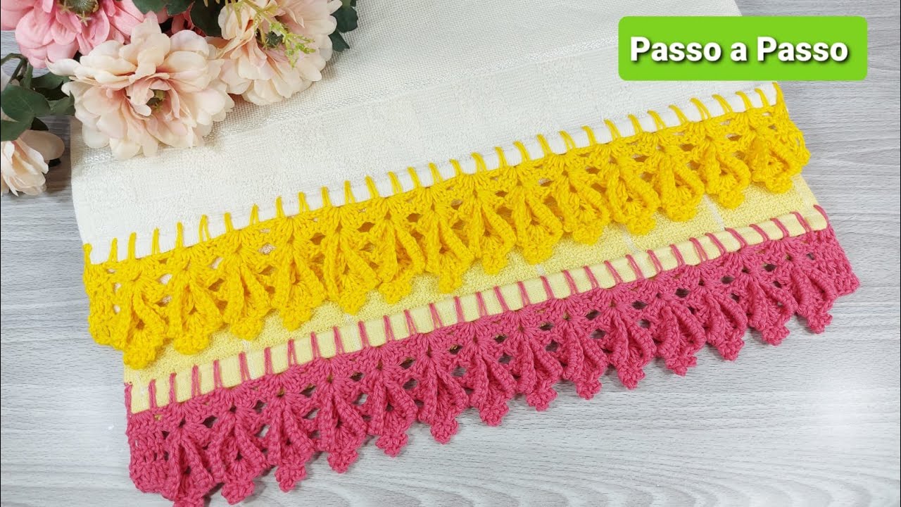 Bico de Crochê para  Pano de Prato-Barrado de crechê-Passo a Passo Prof. Neddy Ghusmam