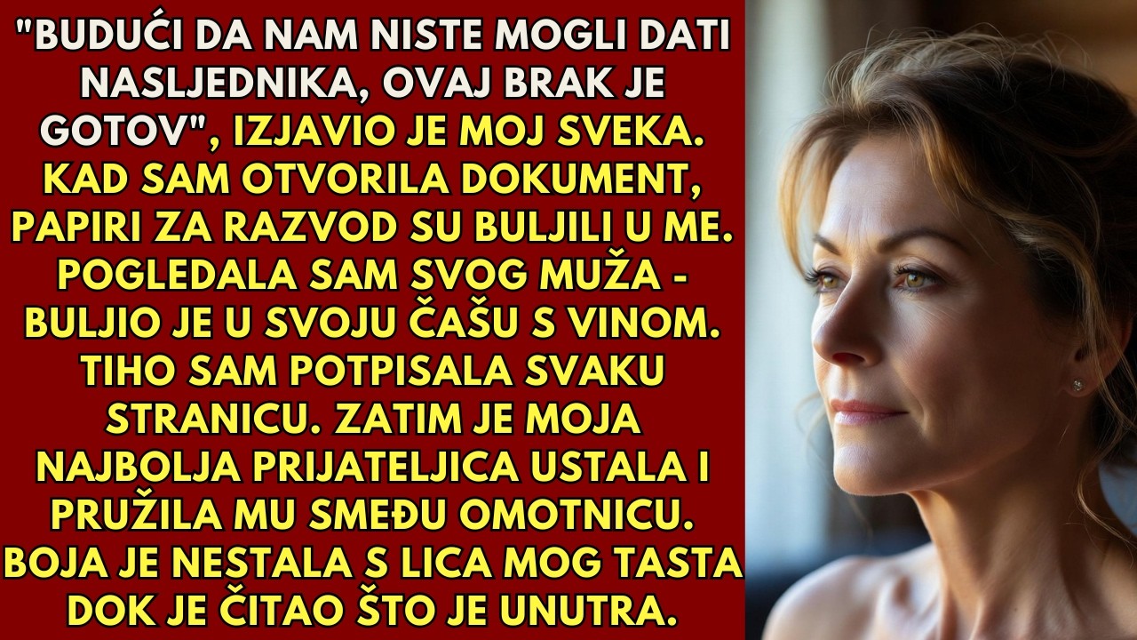 Moj svekar je gurnuo papire za razvod preko stola - ali omotnica moje najbolje prijateljice...