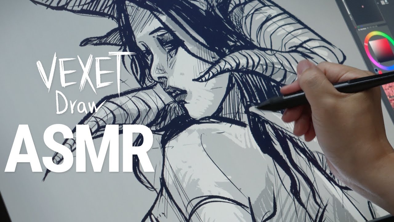 ASMR. Draw with me. Shaman girl. Digital art process [Clip studio paint, Kamvas pro 4k]