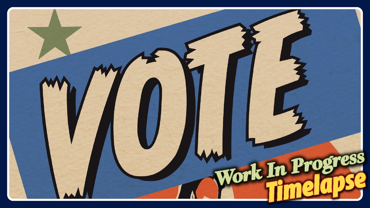 VOTE Vintage-Style Design Postcard Illustration Timelapse