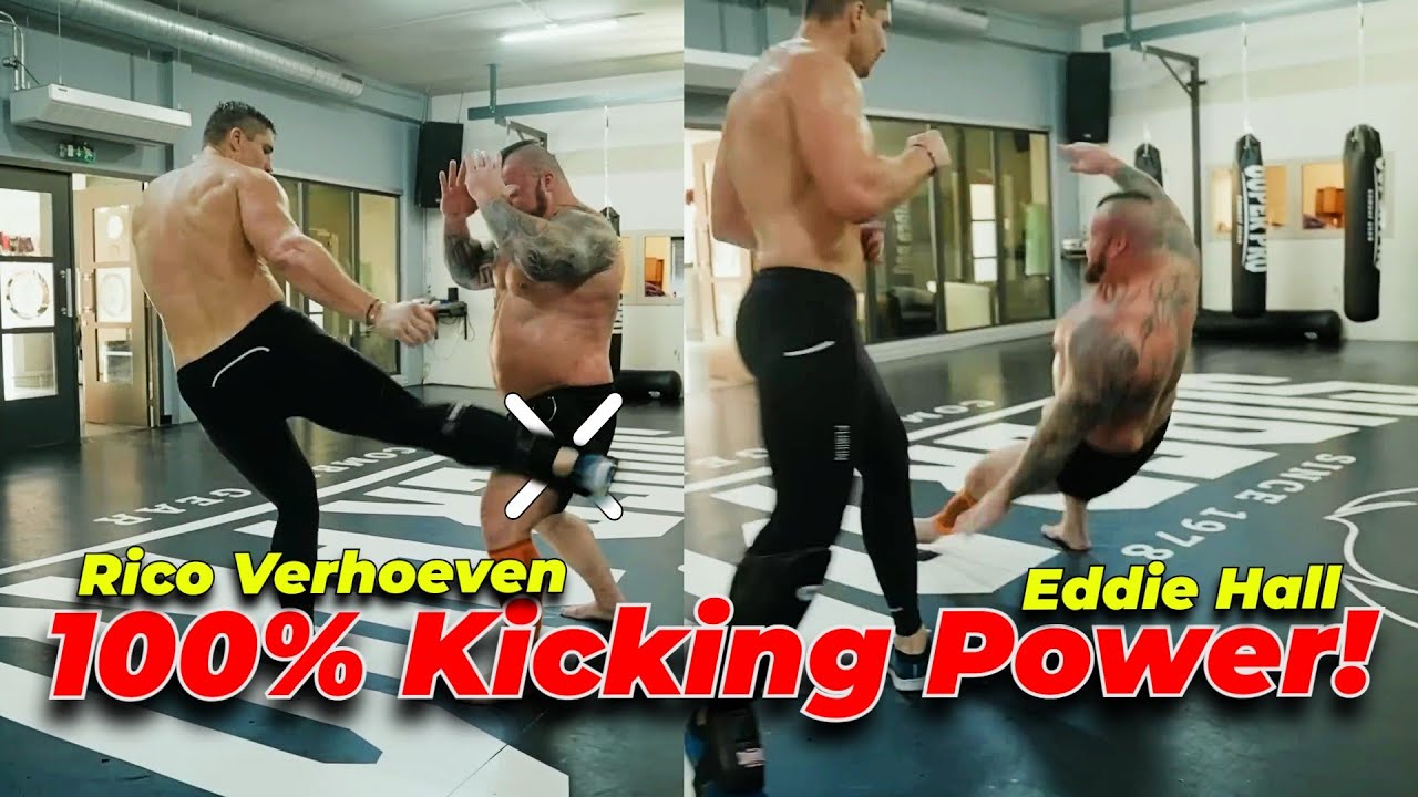 Rico Verhoeven kicks Eddie Hall With 100% Power!