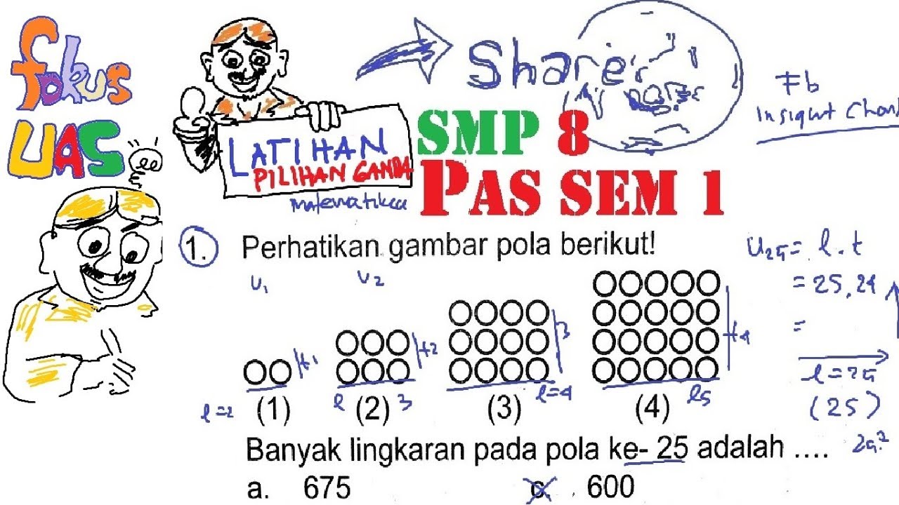 soal dan pembahasan PAS / UAS  SEMESTER 1, matematika kelas 8, Penilaian Akhir Semester 25 pilgan