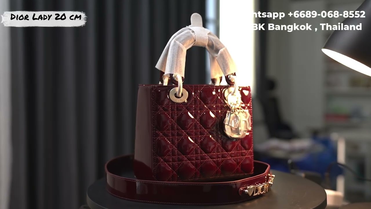 Dior Lady 20 cm shinny maroon