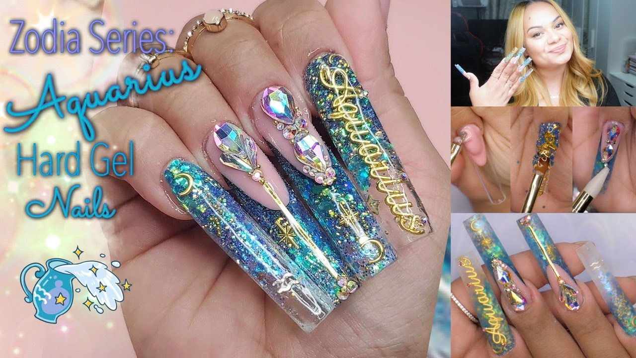 ♒︎ Zodiac Series : Aquarius Nail Design | Builder Gel Nails Tutorial