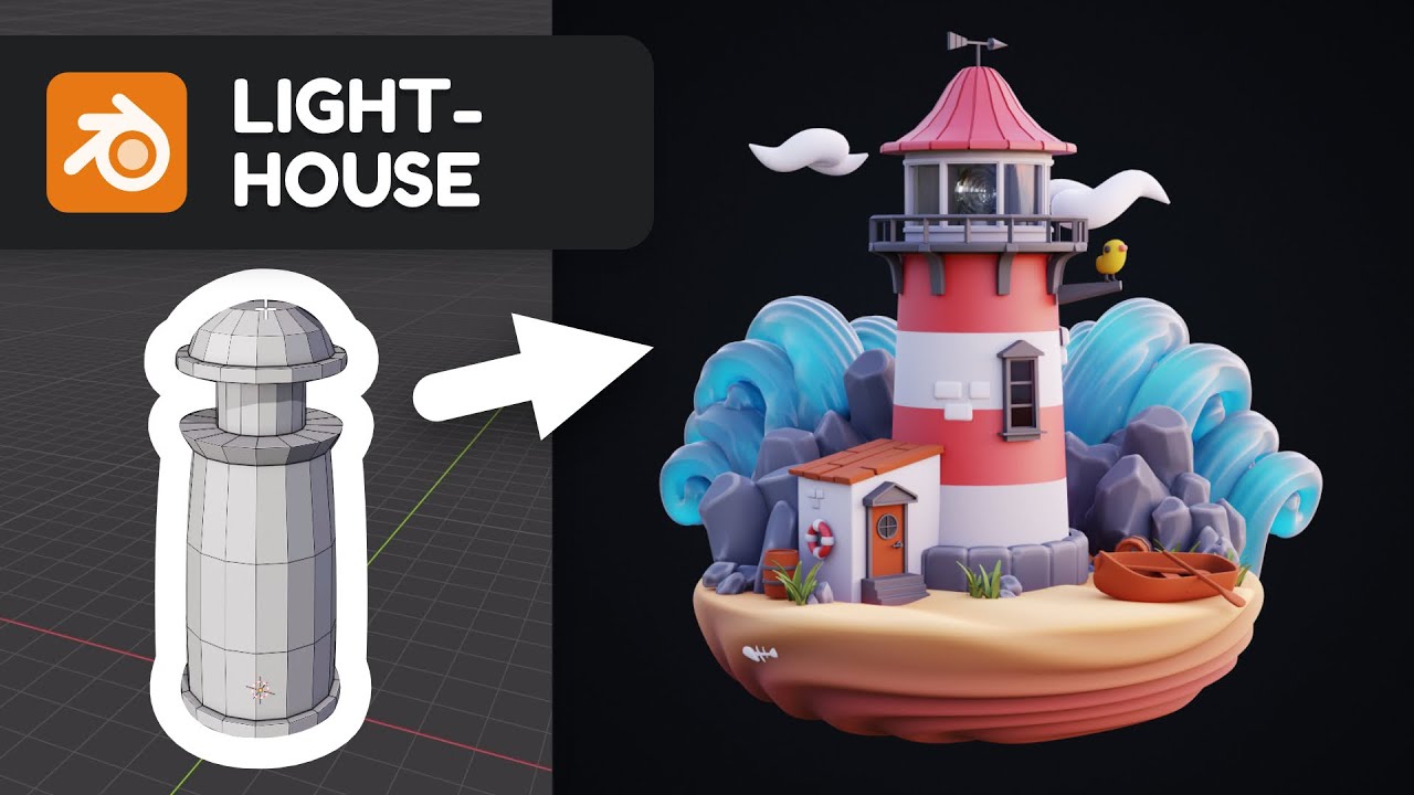 Lighthouse in Blender 2.91 - 3D Modeling Timelapse