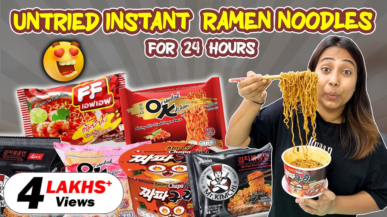 Eating *𝐔𝐧𝐭𝐫𝐢𝐞𝐝 𝐈𝐧𝐬𝐭𝐚𝐧𝐭 𝐑𝐚𝐦𝐞𝐧 𝐍𝐨𝐨𝐝𝐥𝐞𝐬* for 24 Hours | Food Challenge😋