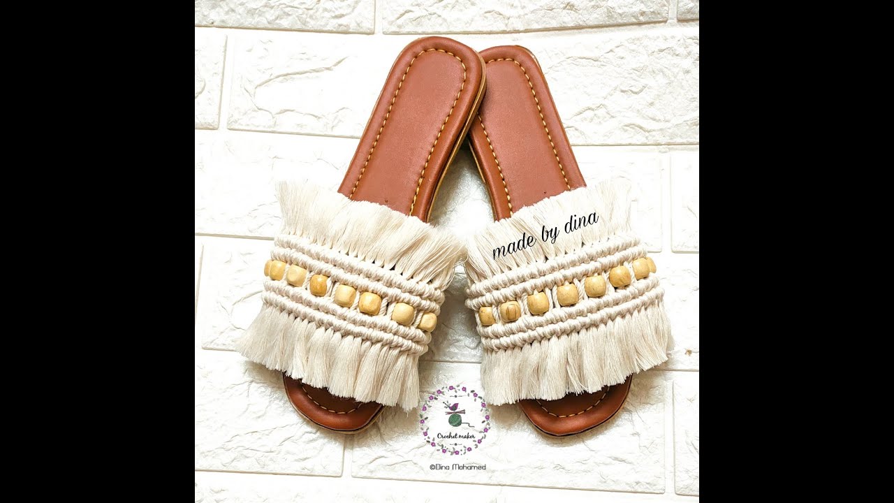 كروشيه سليبر مكرمية بطريقة سهلة جدا .. how to make macrame slipper