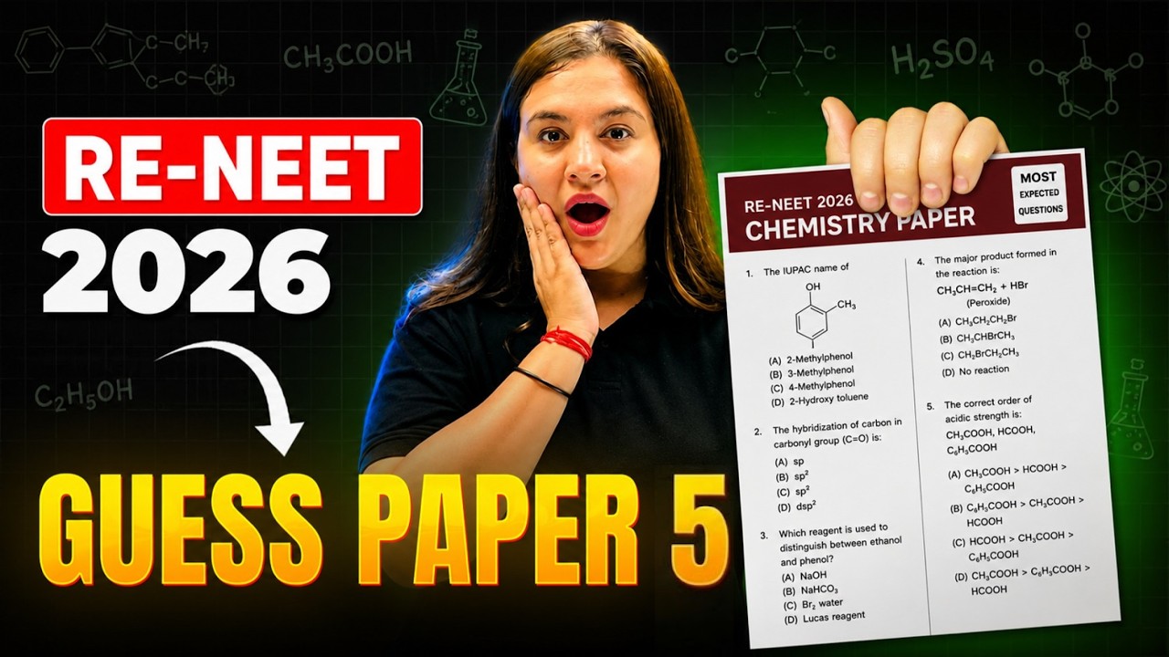 🚨 RE-NEET 2026 Chemistry Guess Paper -5  | 45 Most Expected Questions | Sonali Ma'am