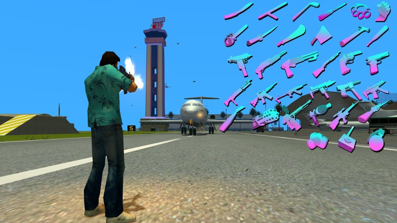 All Weapons and Sounds in GTA Vice City NextGen Edition in 107 Seconds (Restored Weapons + OG Stats)