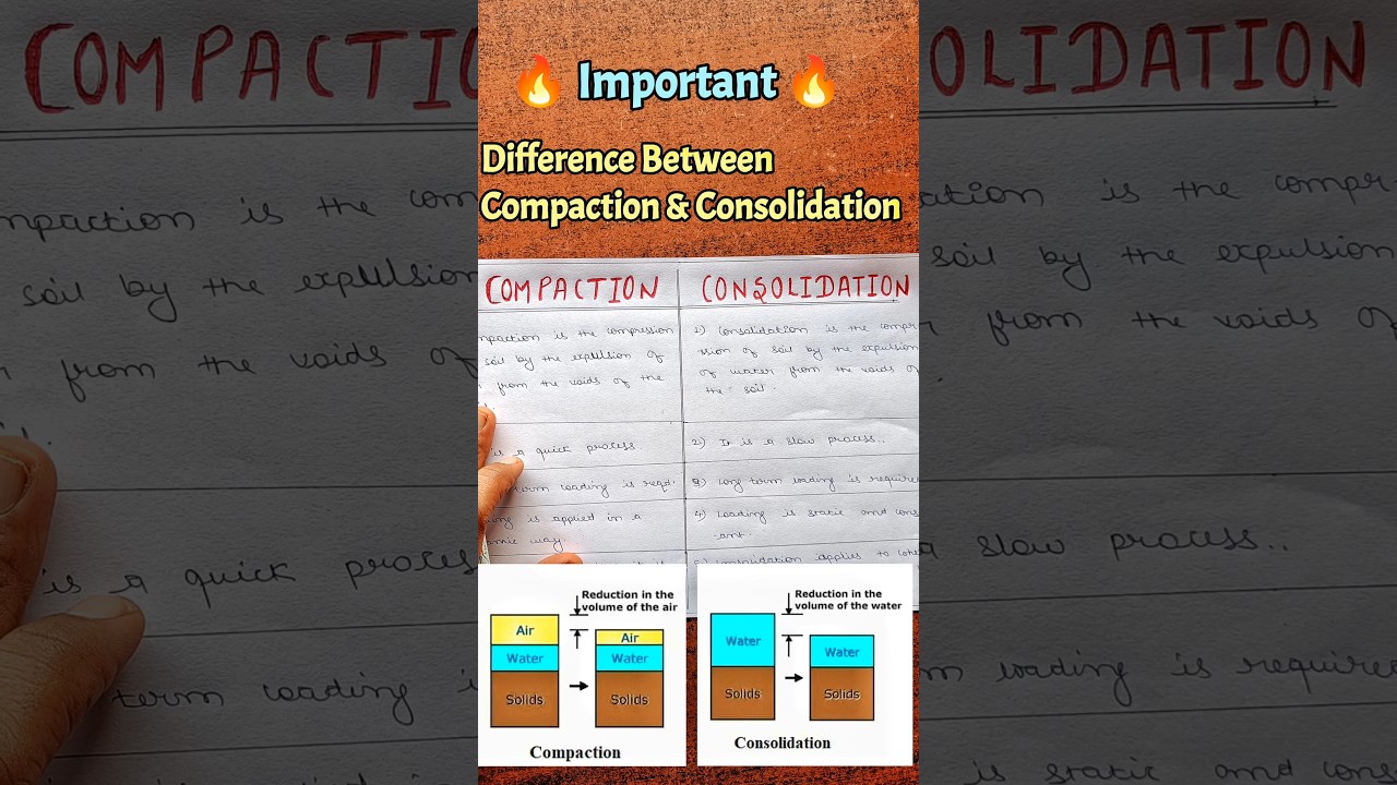 Difference Between Compaction And Consolidation. #soilcompaction #soilconsolidation #geotechnical