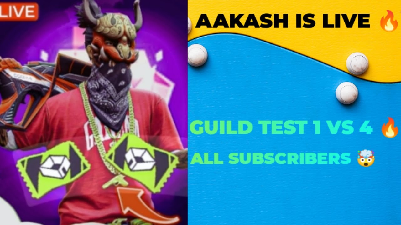 Live 🔥streaming of AAKASH_10K ALL SUBSCRIBERS GUILD TEST 1 VS 4 🤯 free fire 🔥