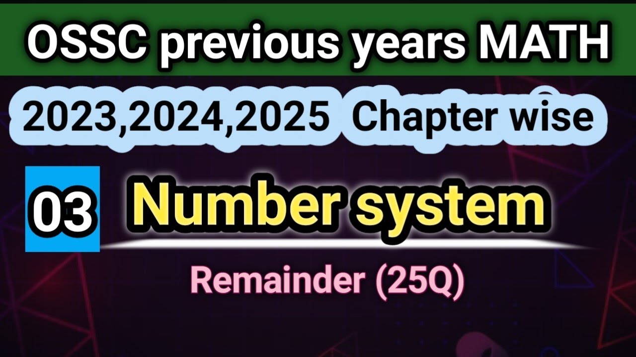 OSSC previous year math chapter wise number system 🔥🔥3/30 mission CGL#ossc 