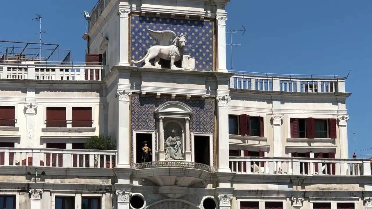 The three wise men appearing in the clock tower in Venice (torre orologio)