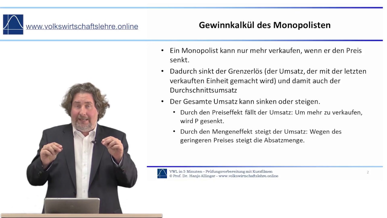 Volkswirtschaftslehre.online: Gewinnmaximierung im Monopol
