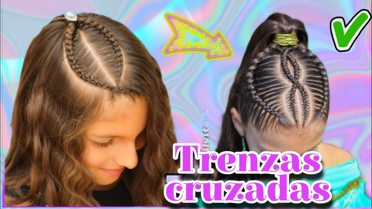 🔴 TRENZAS pegadas cruzadas /WILVITA 2024 / Peinados Fáciles y de moda para niñas