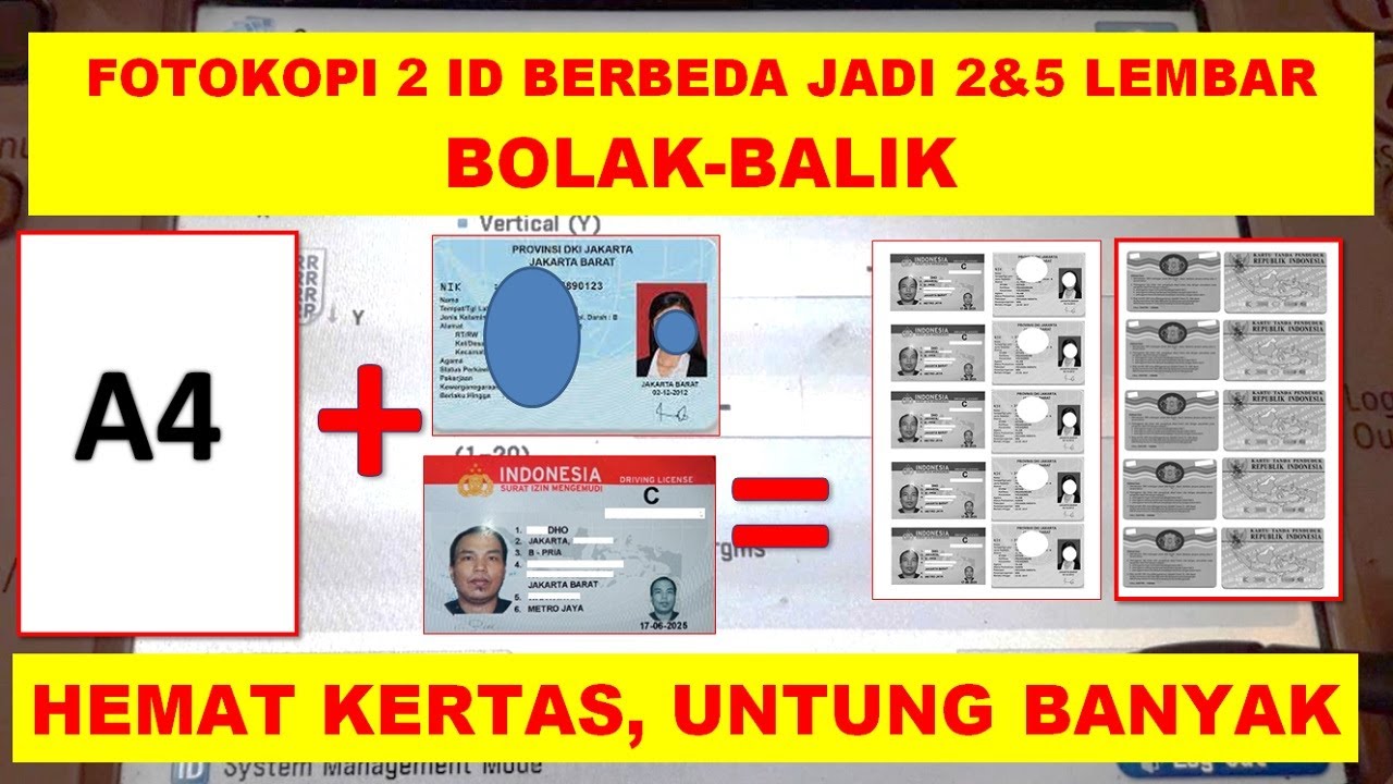 CARA MUDAH FOTOKOPI 2 ID BERBEDA / 2 KTP BERBEDA - BOLAK BALIK
