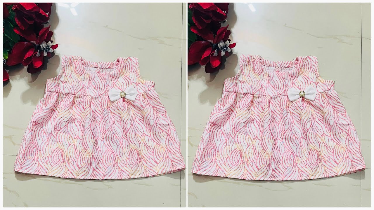 6 month baby girl frock cutting and stitching