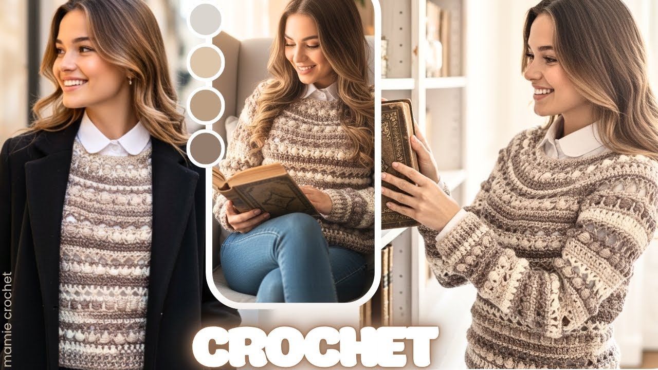 ✨🤩 ADORABLE PULL AU CROCHET TOP TENDANCE TOPDOWN TOUTES TAILLES !  ✨🤩  TUTO ALIANA  @MamieCrochet