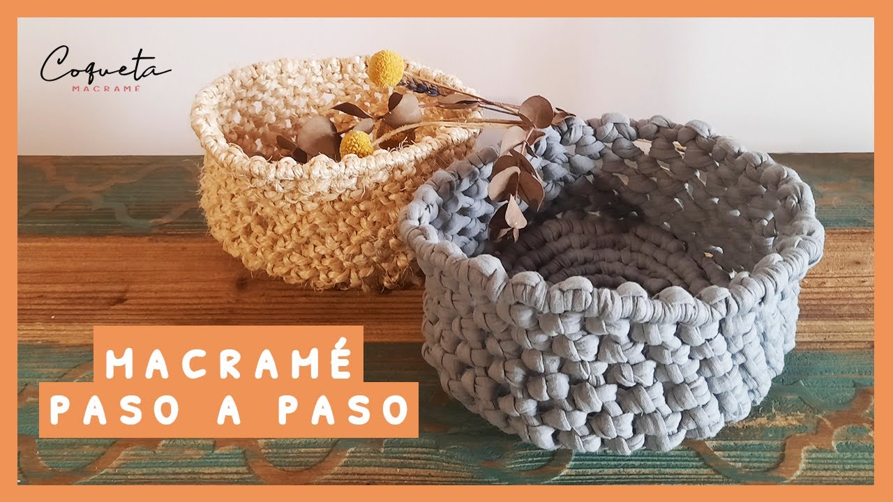 🟠 Cesto circular de Macram&eacute; con Trapillo (DIY 2021)