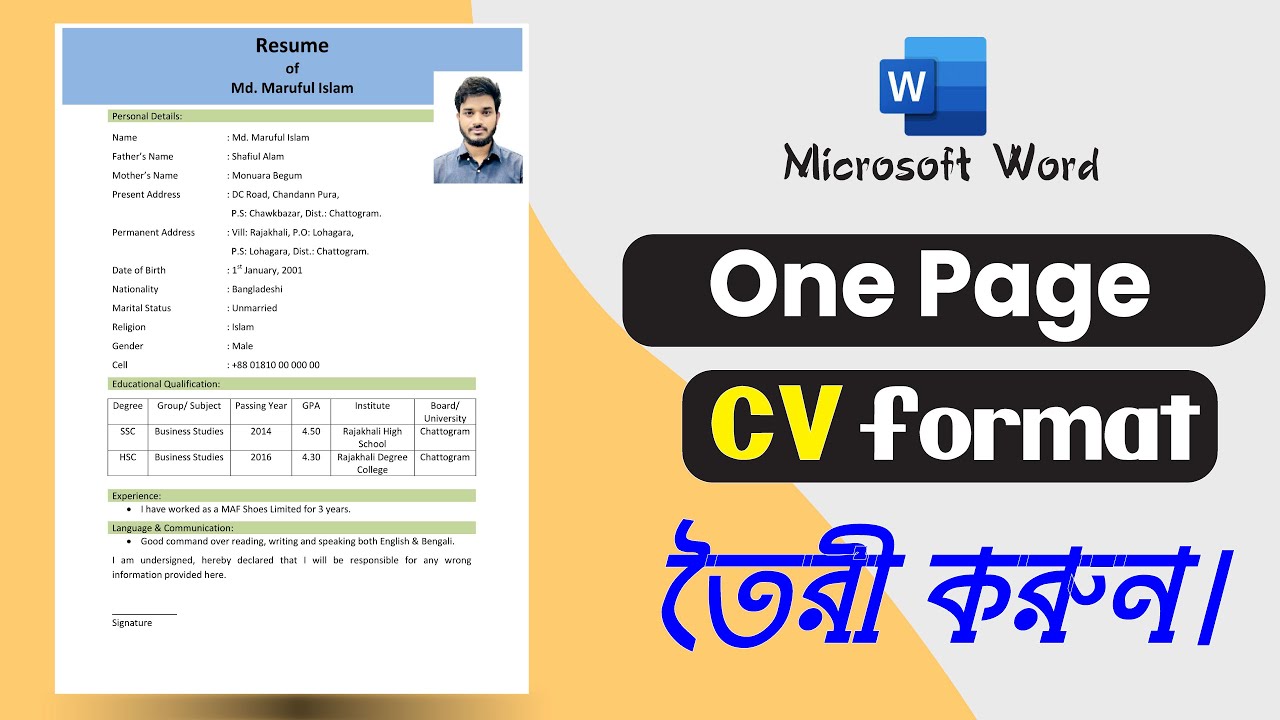 How to make a Professional CV || CV for Job in MS Word || Best CV Format 2024
