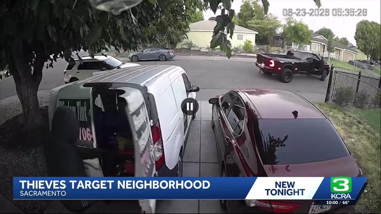 Masked thieves caught on video targeting work vehicles in North Sacramento
