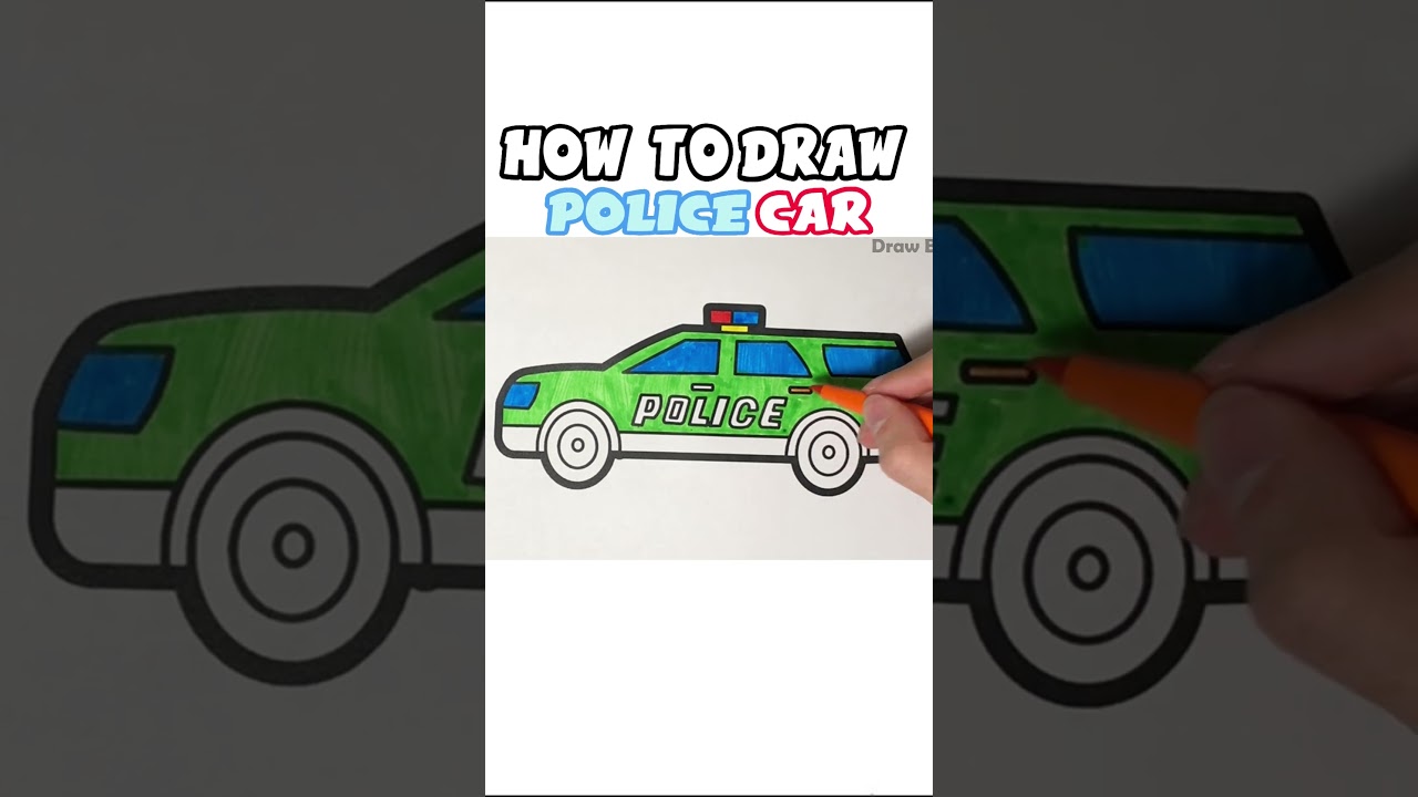 Police Car Drawing & Coloring for Kids and Toddlers #shorts